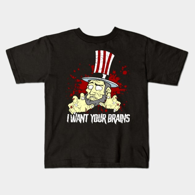 Zombie Uncle Sam Kids T-Shirt by Mila46